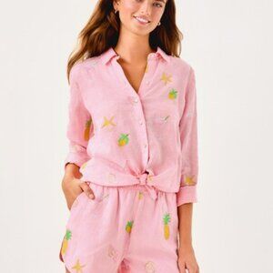 Lilly Pulitzer pink Martini embrodiered shirt, XS, NWT